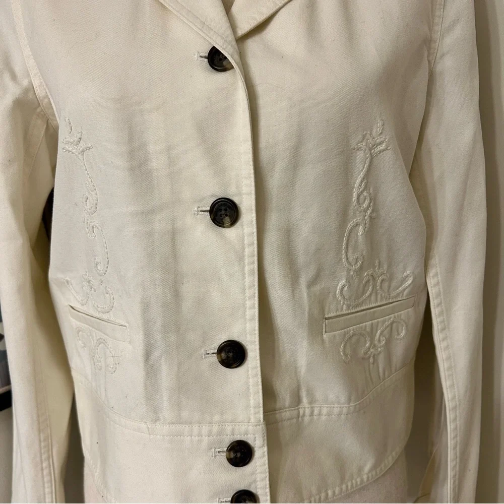 Lauren Ralph Lauren Cream Jean Jacket Classic Style SZ M - Picture 3 of 6